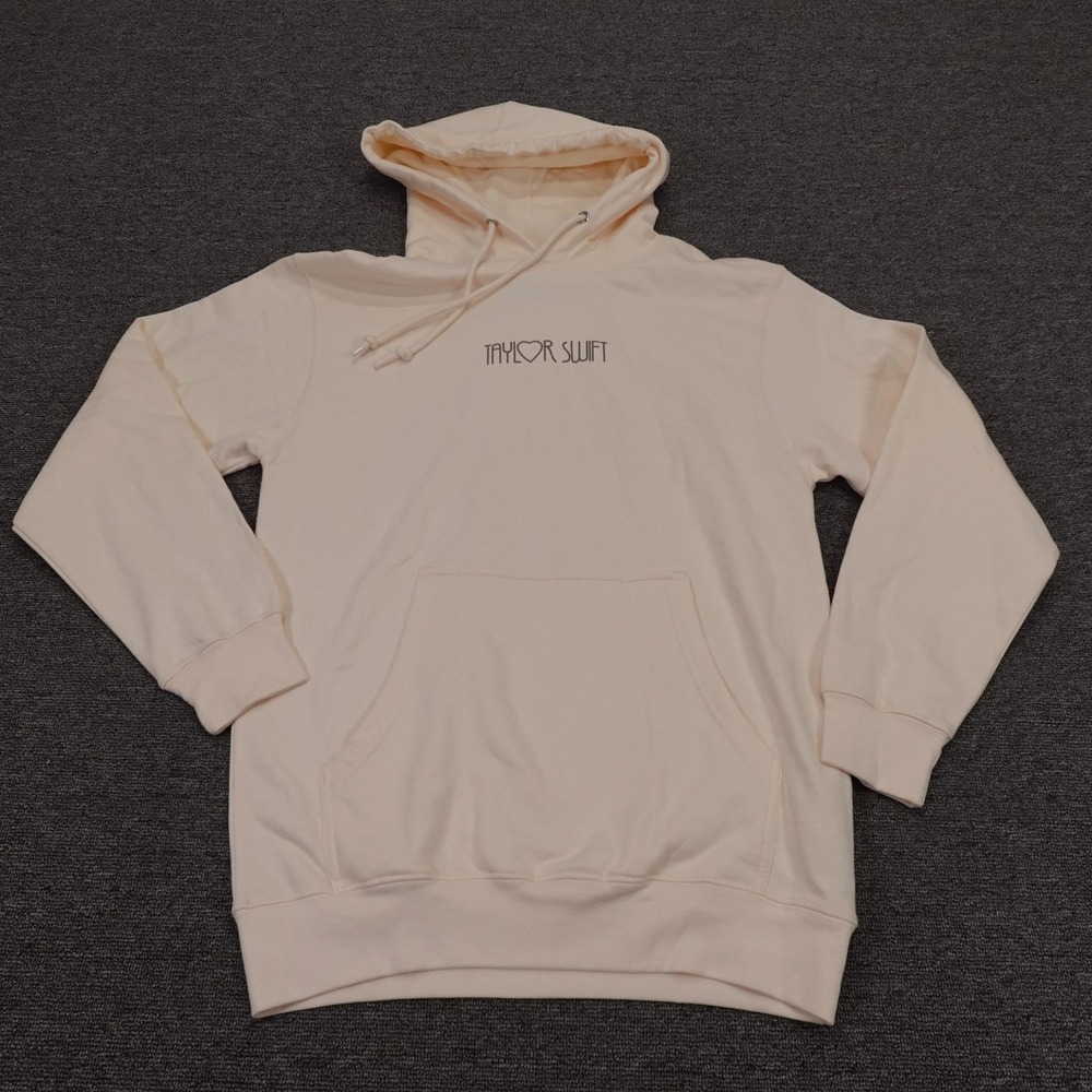 Taylor Swift The Eras Tour Hoodie Mens Small White Pullover Fleece Graphic Logo